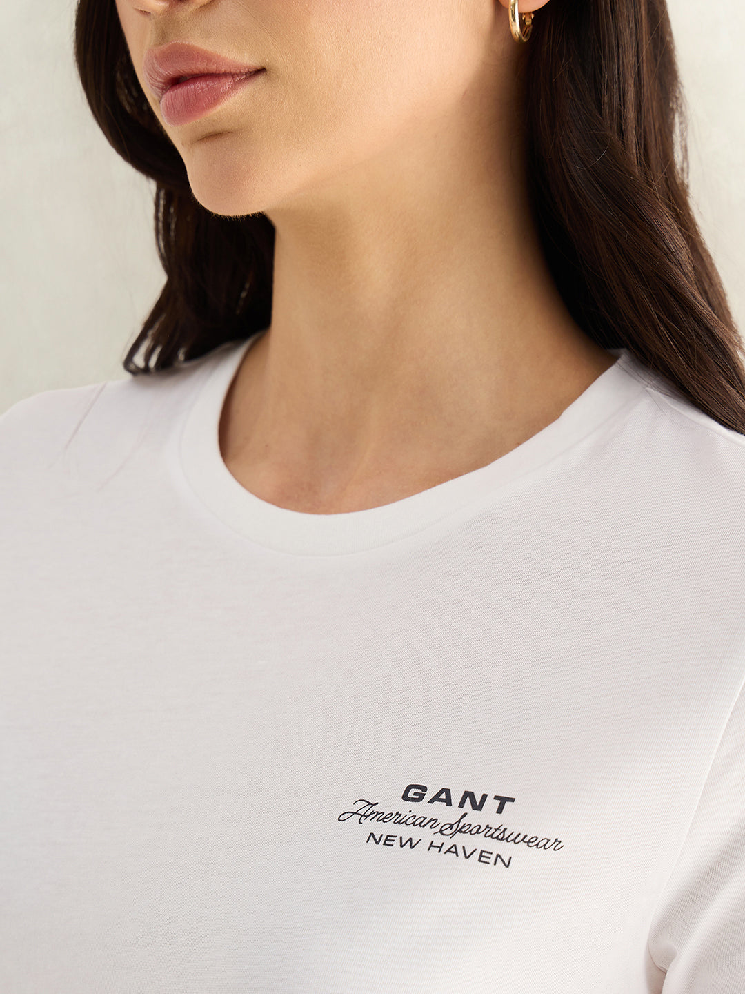 Gant Women White Round Neck T-Shirt