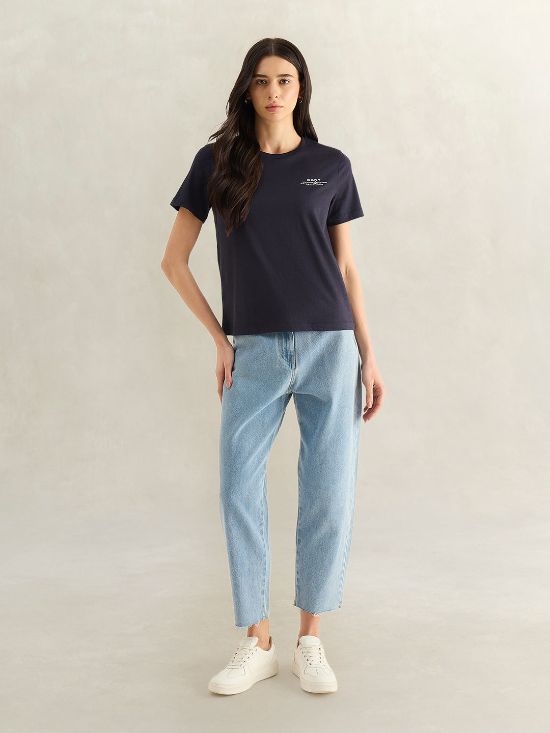 Gant Women Navy Blue Round Neck T-Shirt
