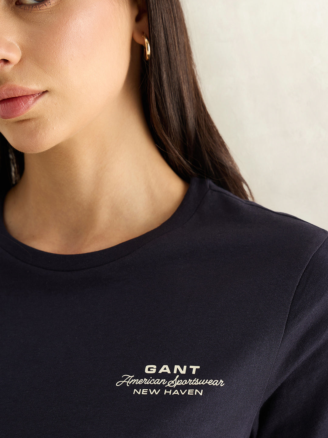 Gant Women Navy Blue Round Neck T-Shirt