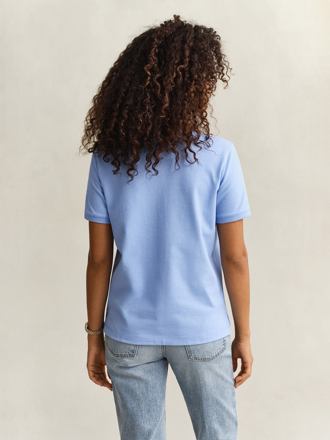 GANT Women Blue Regular Fit Pique Polo T-Shirt