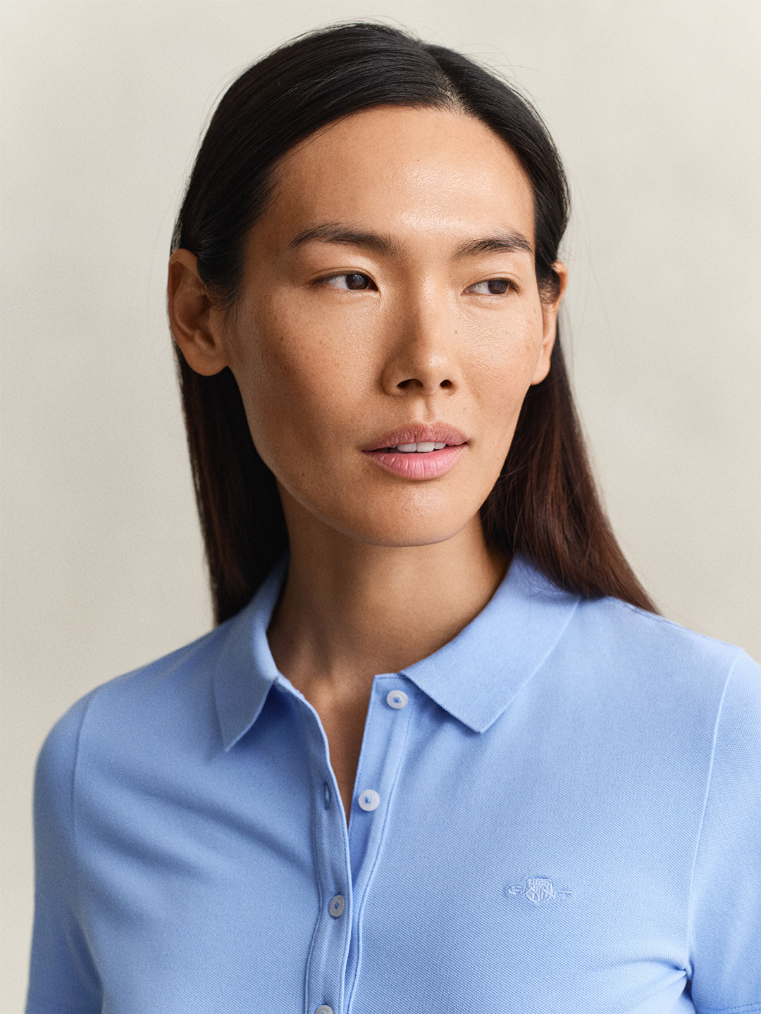 GANT Women Blue Slim Fit Pique Polo T-Shirt