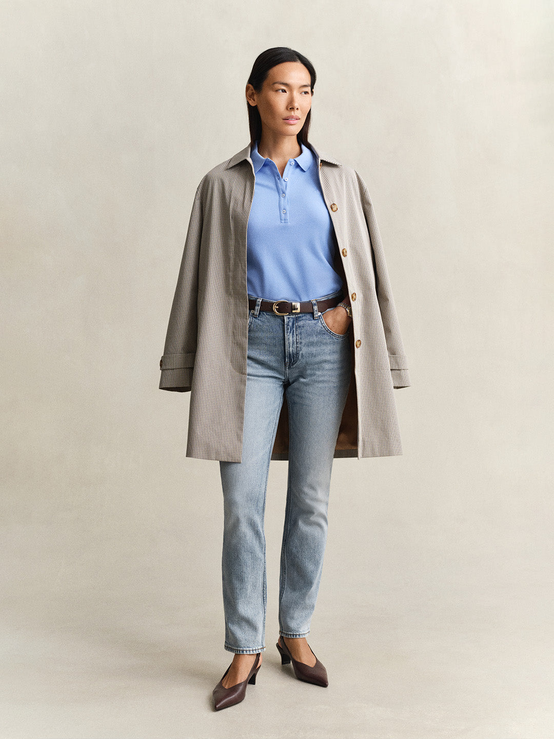 GANT Women Blue Slim Fit Pique Polo T-Shirt