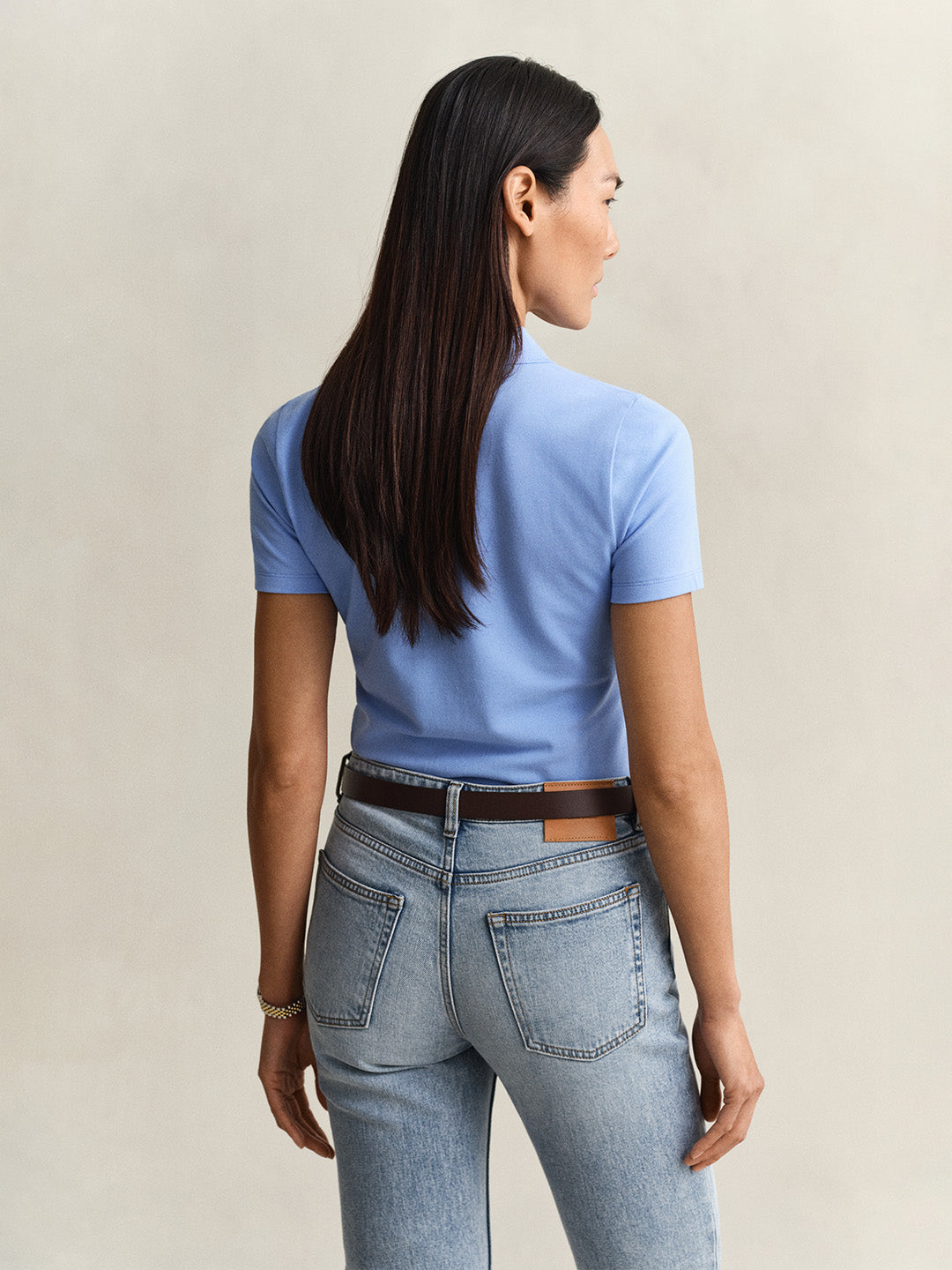 GANT Women Blue Slim Fit Pique Polo T-Shirt