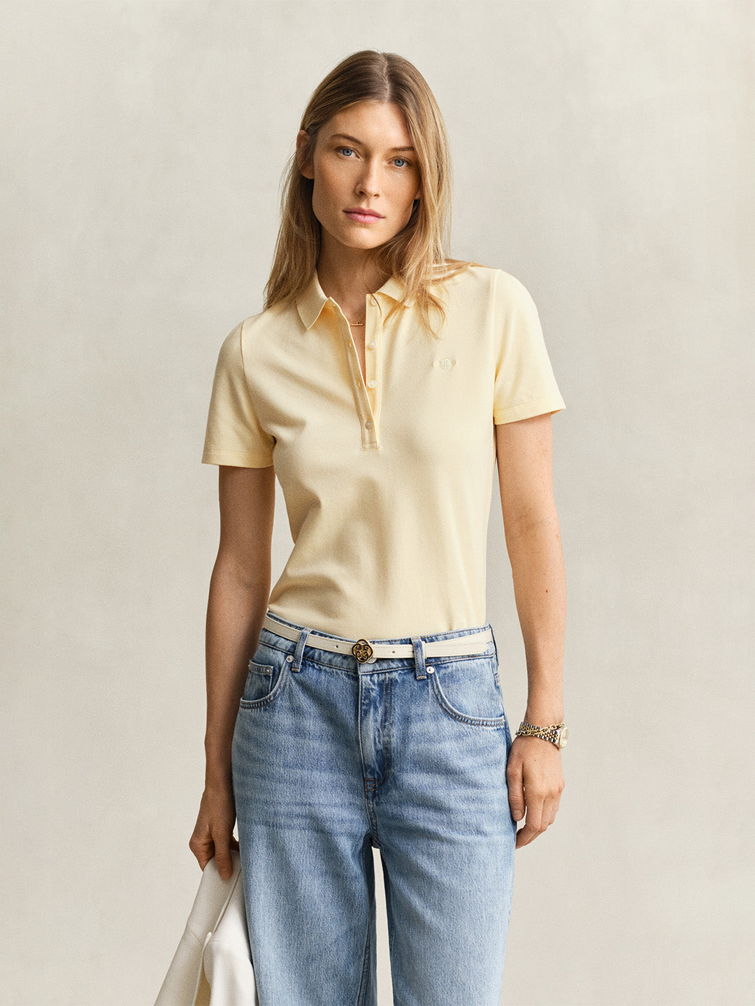 GANT Women Yellow Slim Fit Pique Polo T-Shirt
