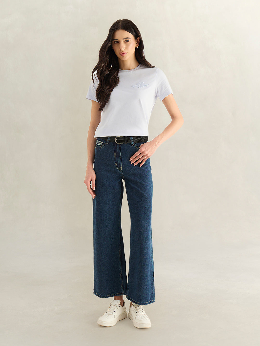 Gant Women Sky Blue Round Neck T-Shirt