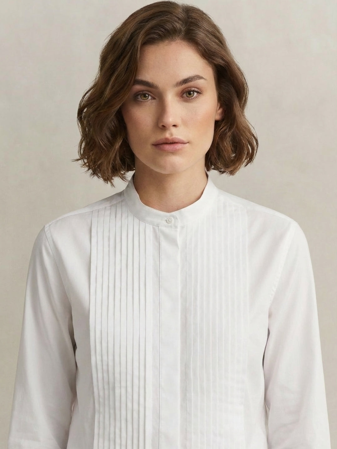 Gant Women White Cotton Satin Tuxedo Shirt