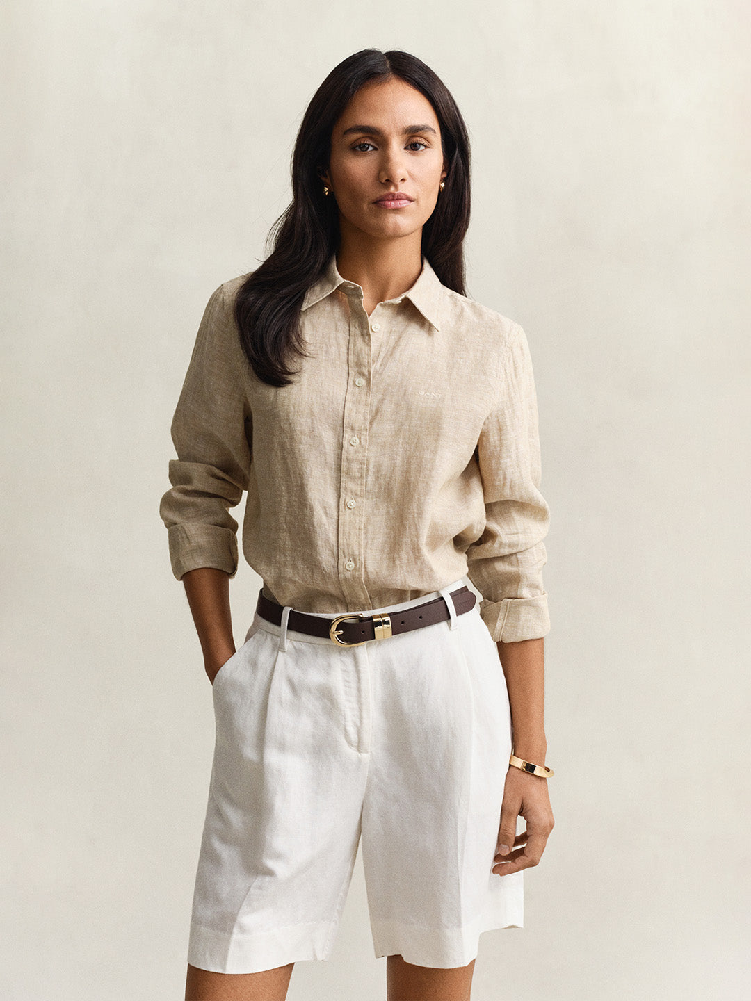 GANT Women Beige Pure Linen Shirt