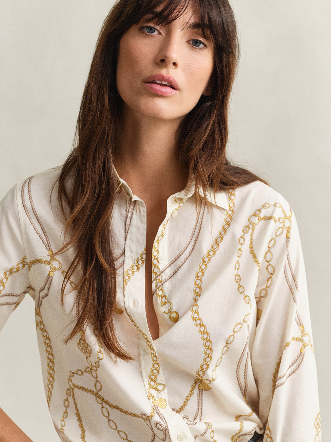 GANT Women White Printed Voile Shirt