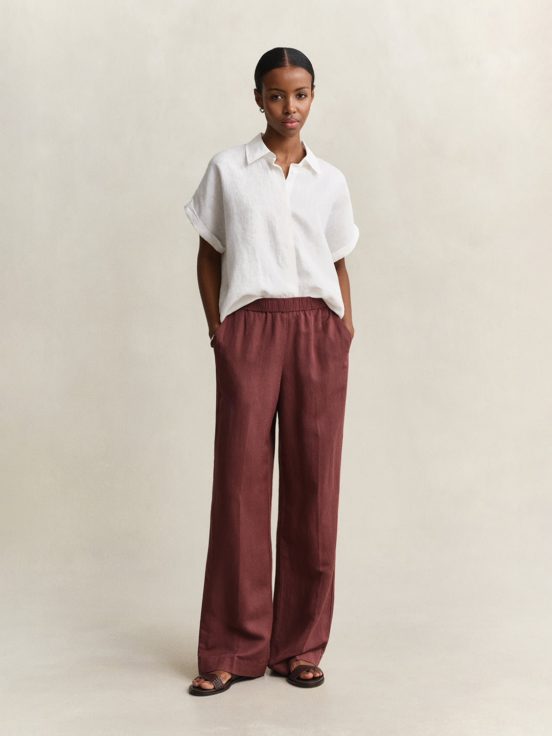 GANT Women White Relaxed Pure Linen Shirt