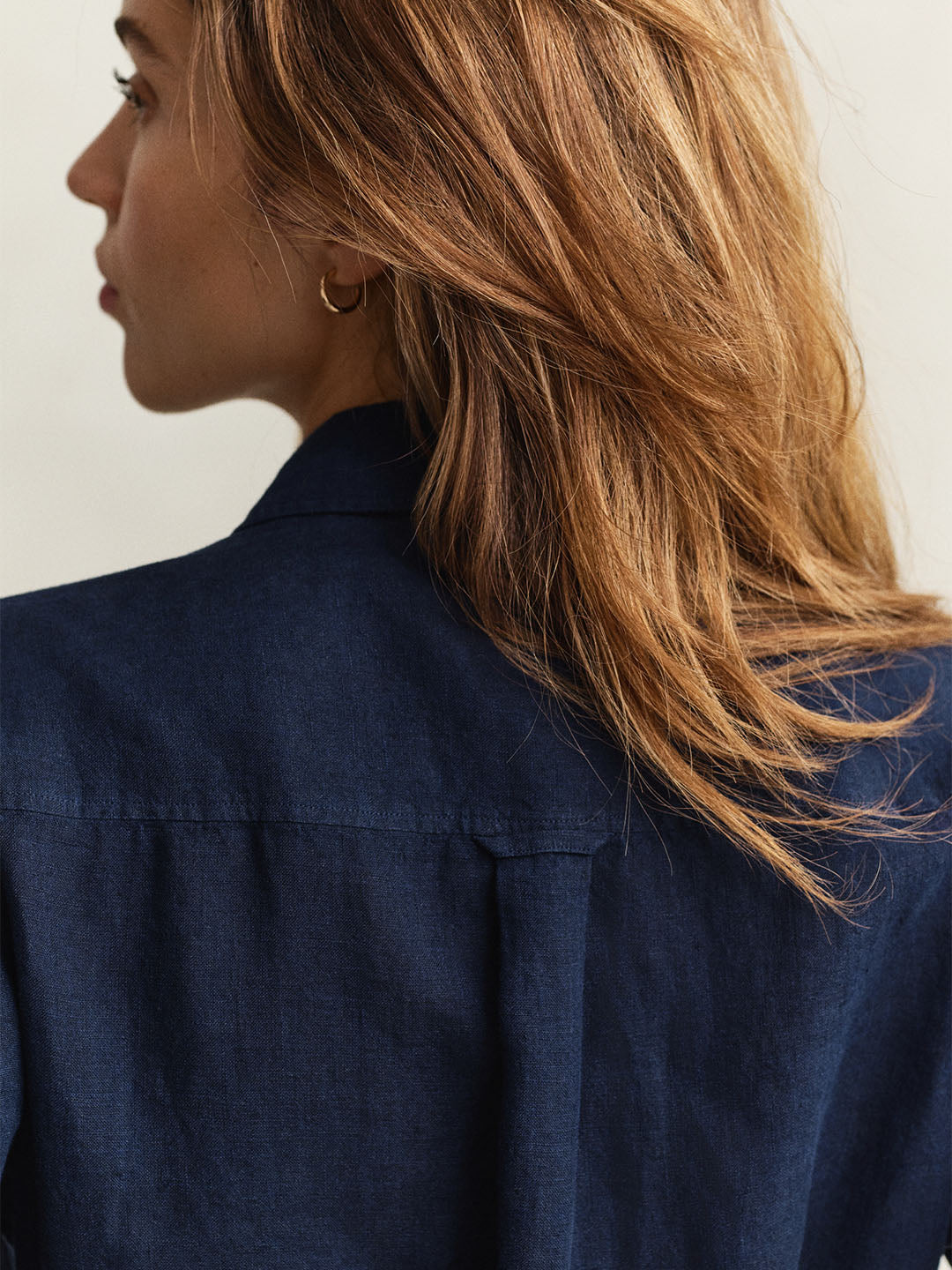 GANT Women Navy Blue Midi Linen Dress