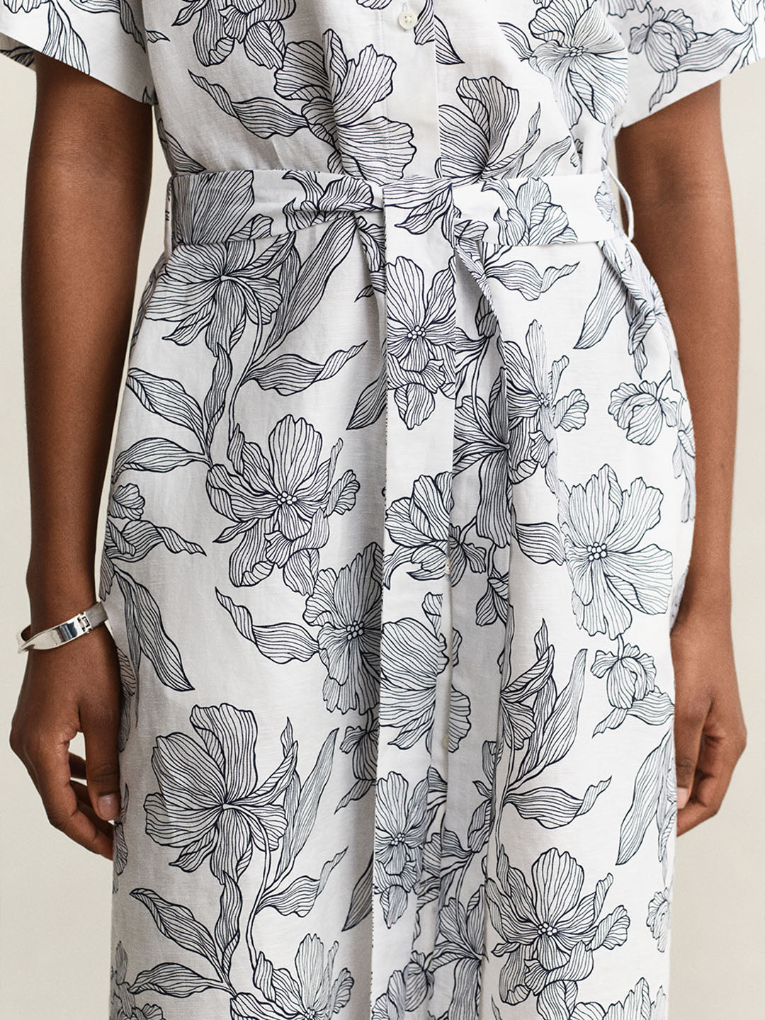 GANT Women White Floral Linen Blend Mini Dress