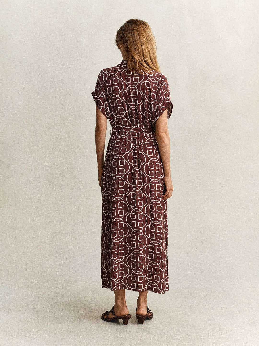 GANT Women Brown Monogram Print Relaxed Fit Maxi Dress