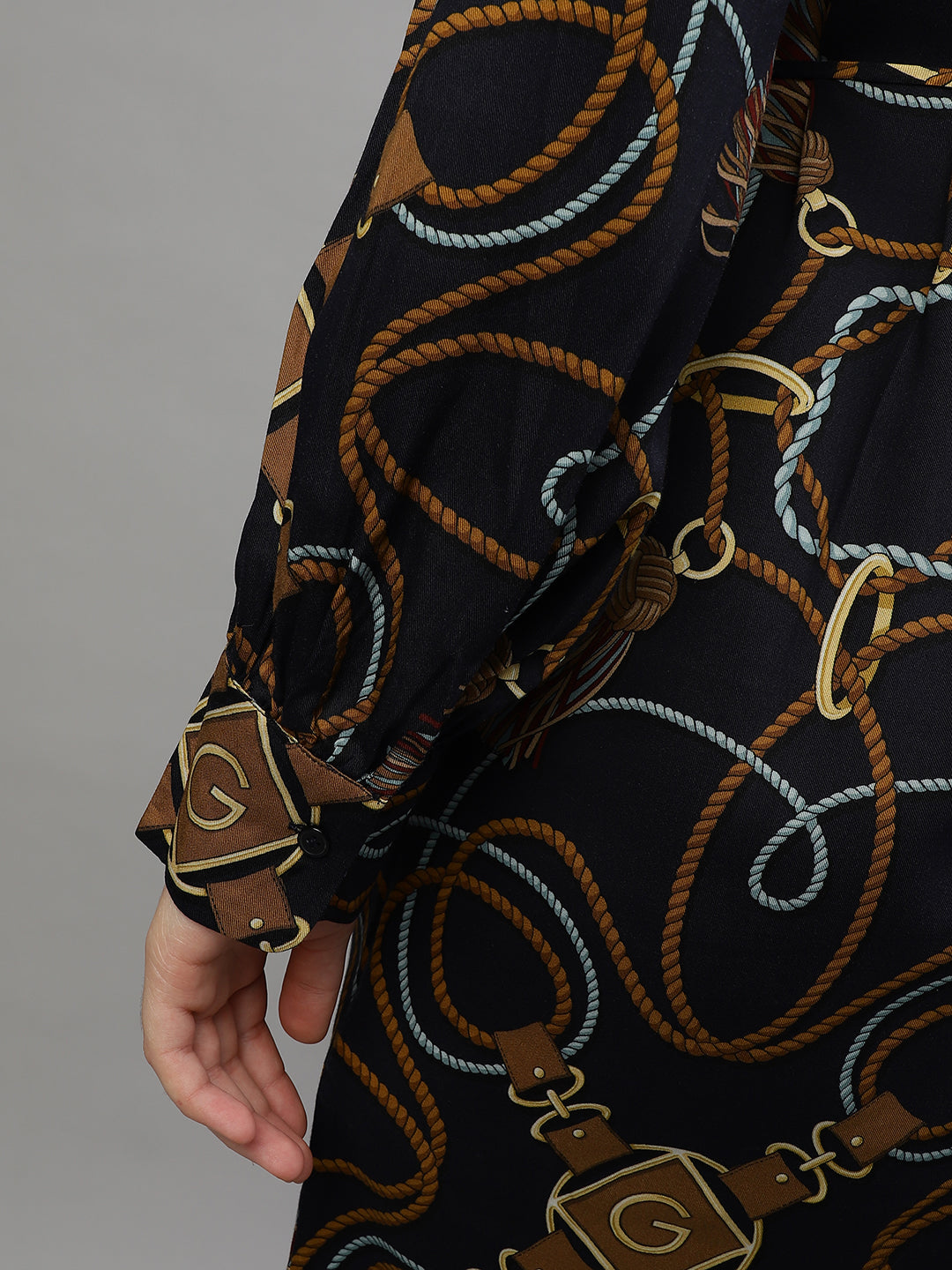 Gant Women Printed Round Neck Full Sleeves Dress