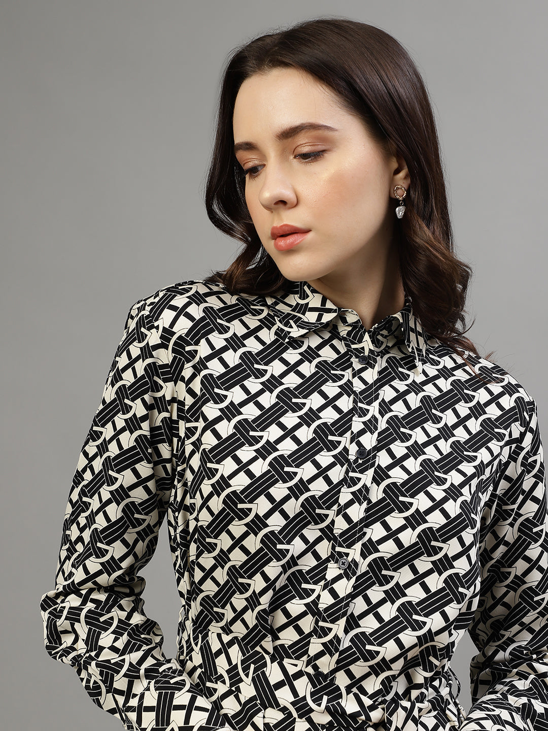 Gant Women Printed Spread Collar Full Sleeves Dress