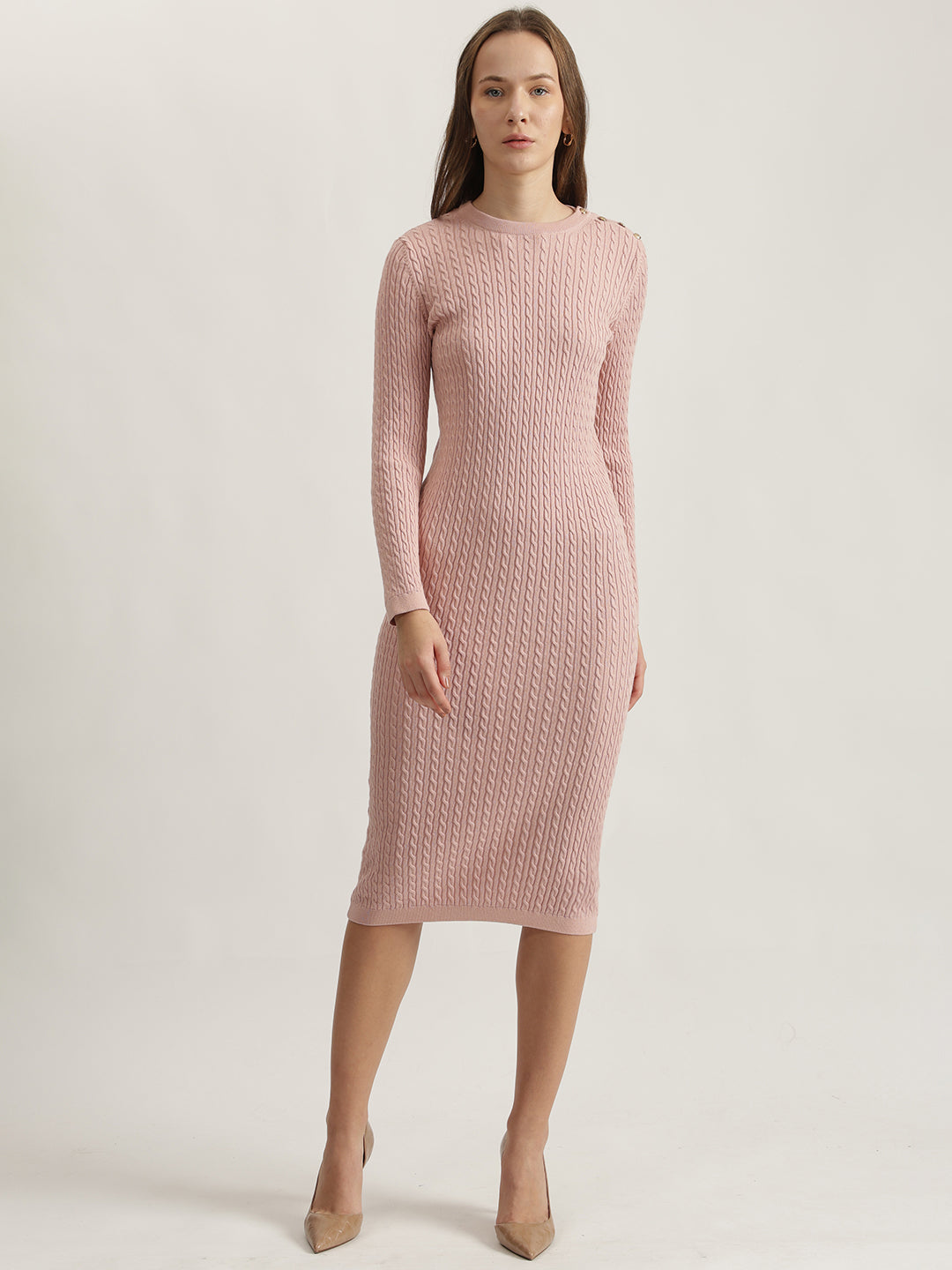 sachin and babi light blue dress Shop Styli High Neck Side Slit Detail Sweater Midi Winter Dress Online