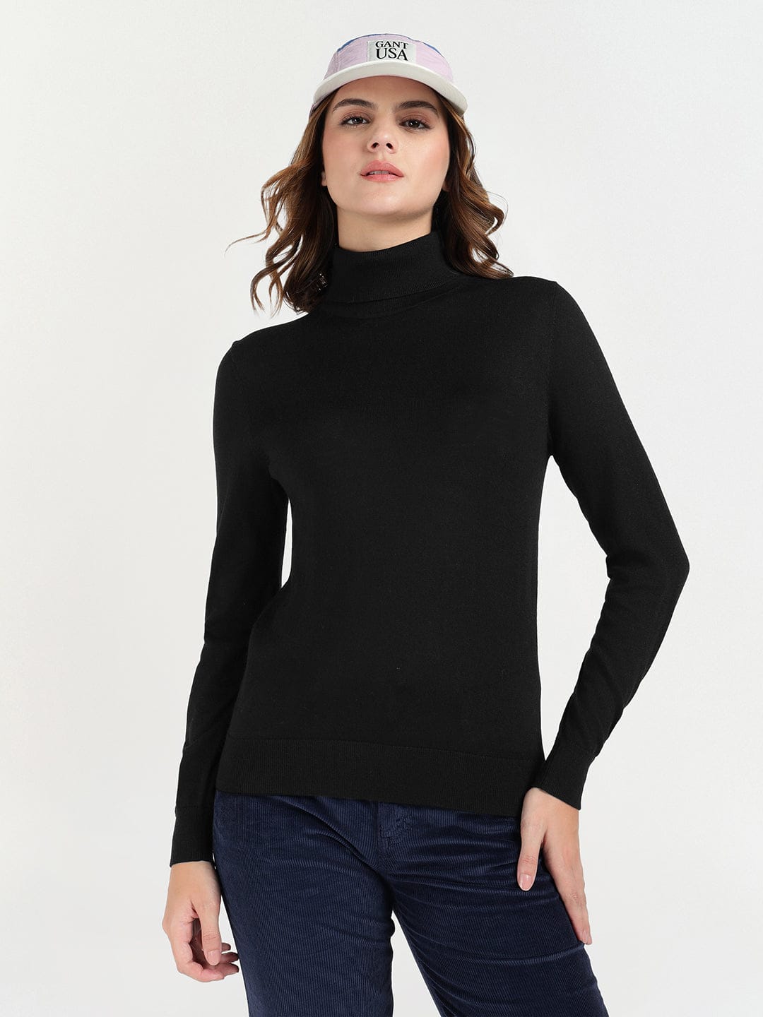 Gant Women Black Solid Turtle Neck Sweater