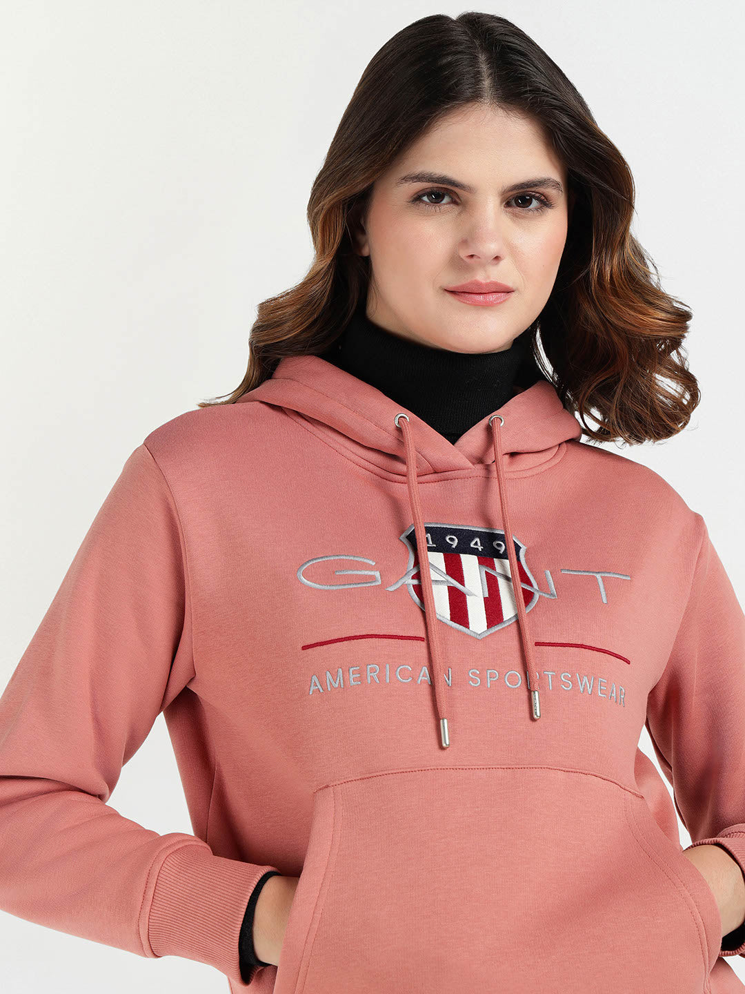 Gant Women Red Graphic Hooded Sweatshirt