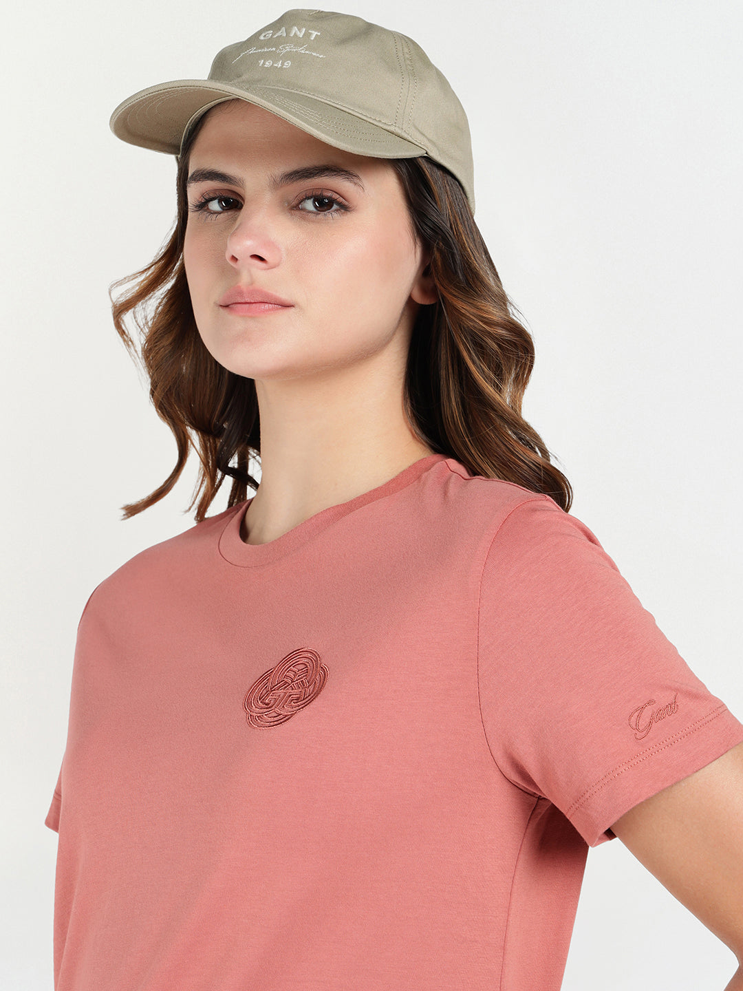 Gant Women Red Graphic Crew Neck Tshirt