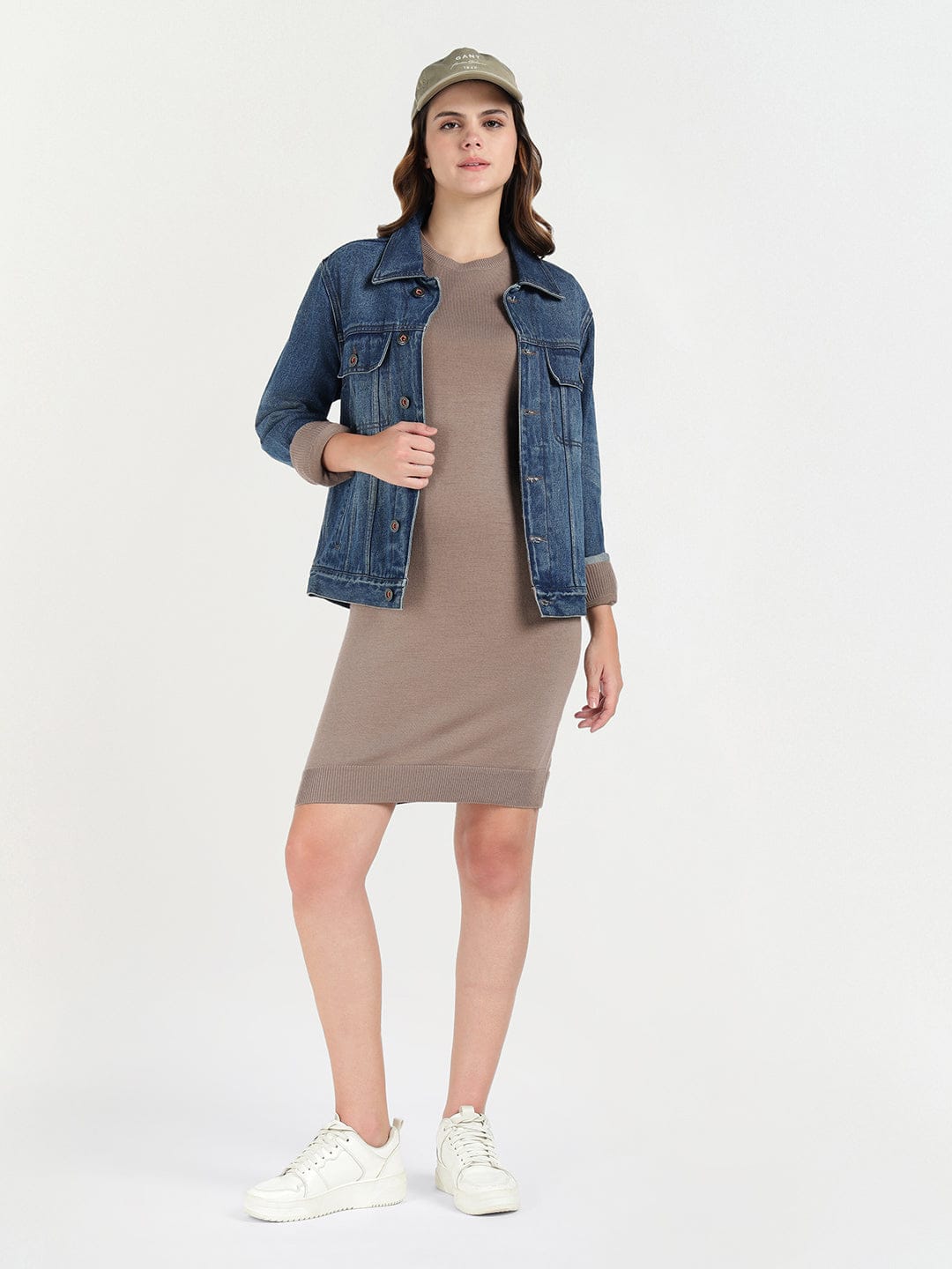 Gant Women Beige Melange Crew Neck Dress