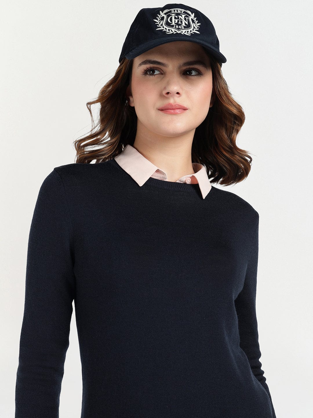 Gant Women Blue Melange Crew Neck Dress