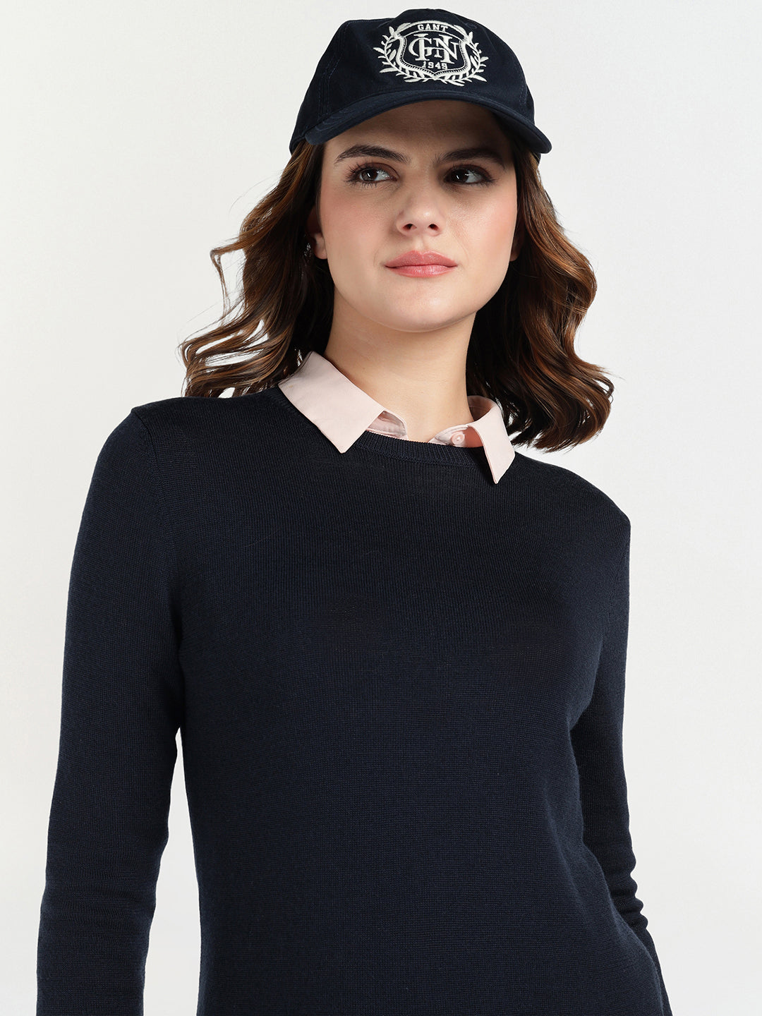 Gant Women Blue Melange Crew Neck Dress