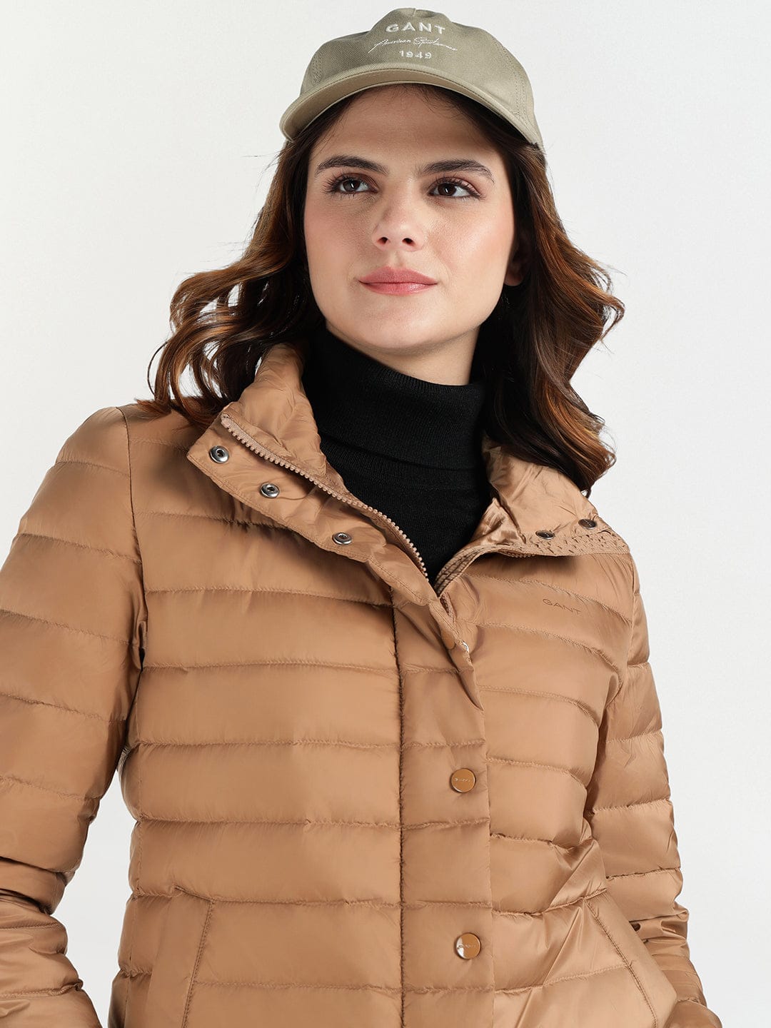 Gant Women Brown Solid Stand Collar Jacket