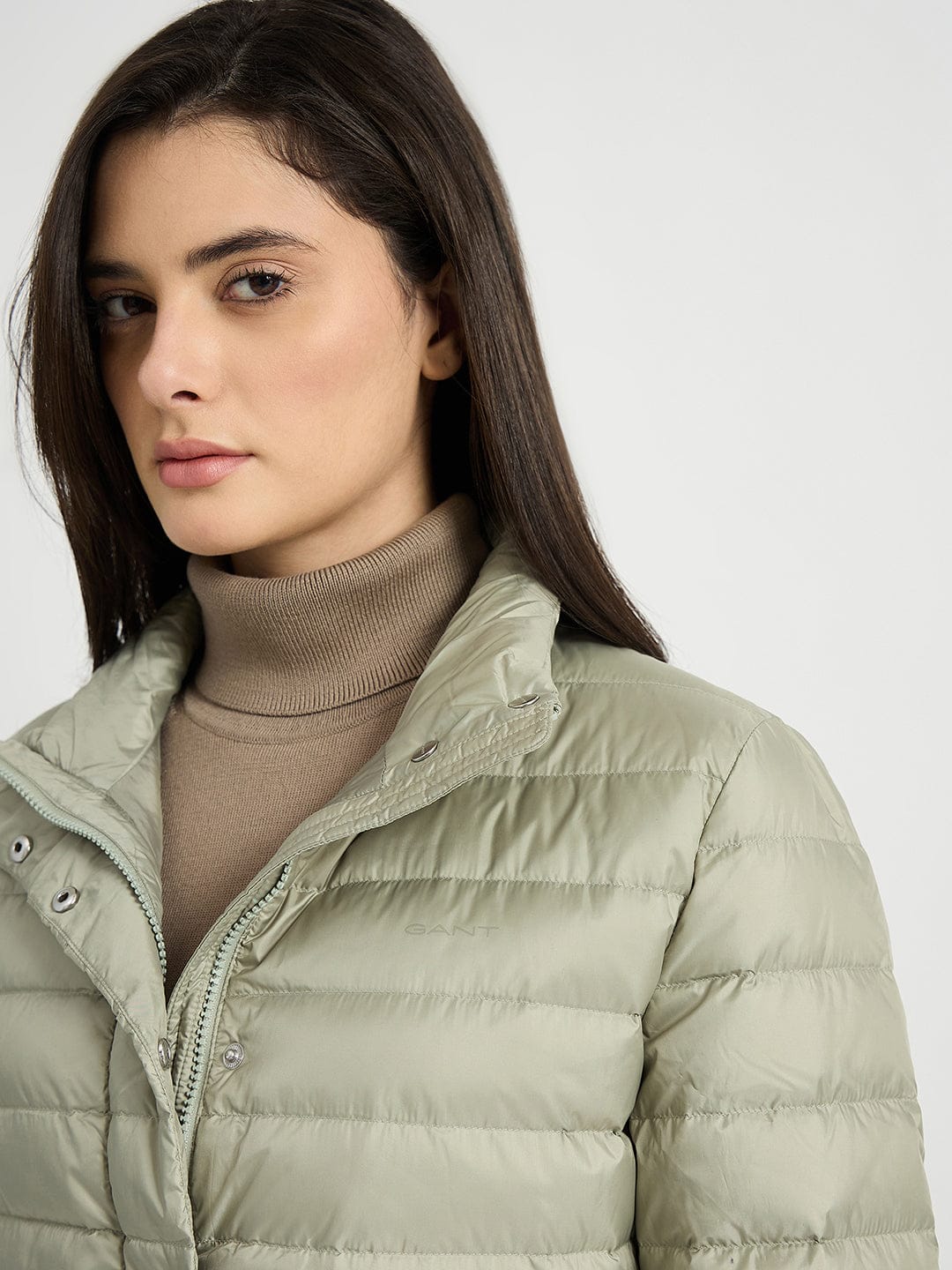 GANT Women Green Quilted Stand Collar Regular Fit Jacket