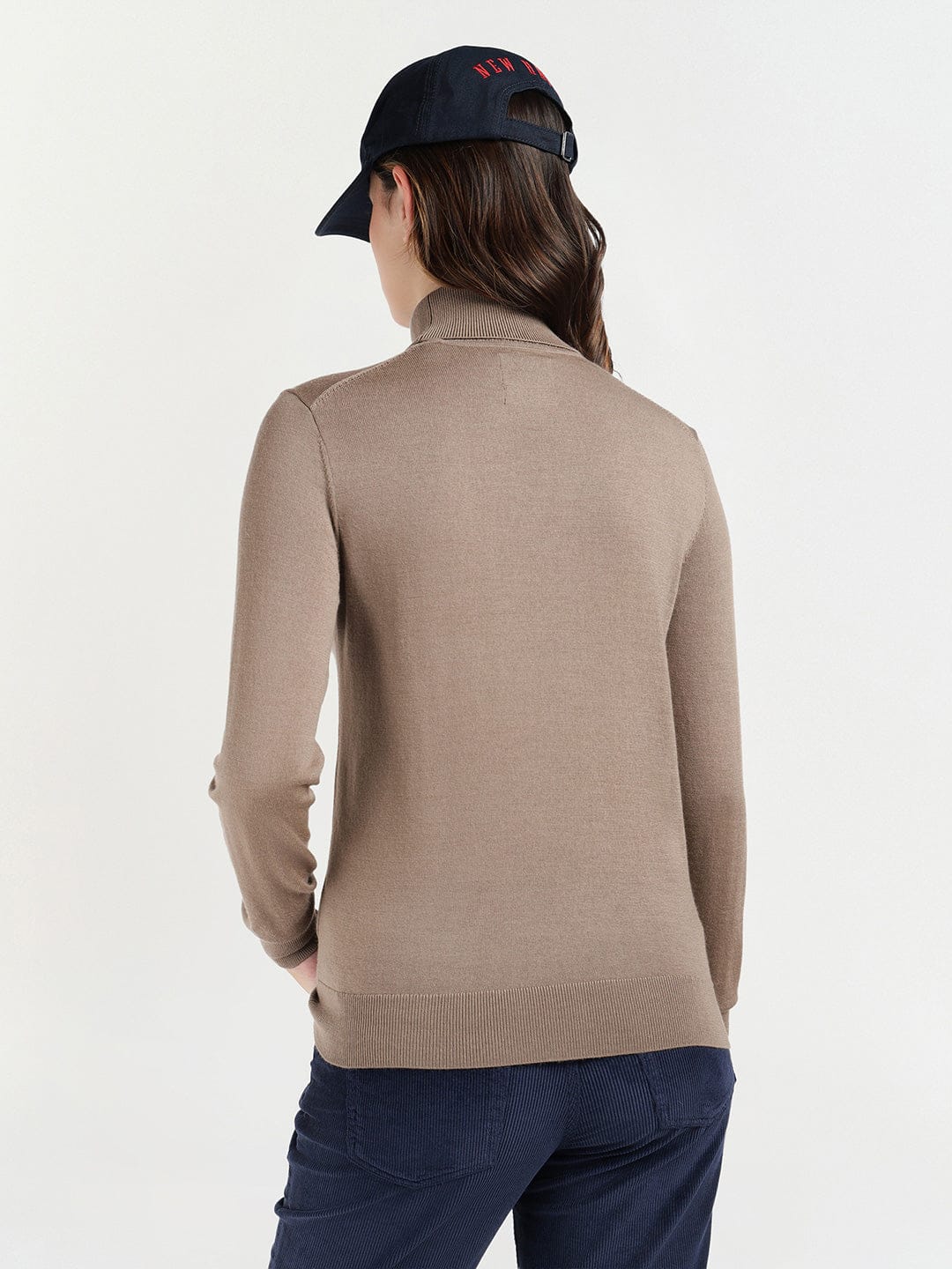 Gant Women Beige Solid Turtle Neck Sweater