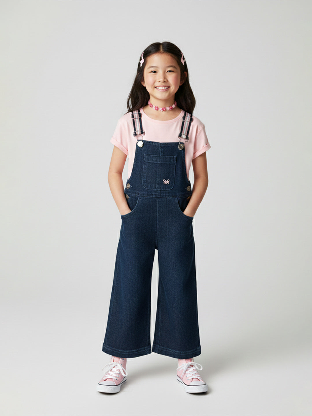 Blue Giraffe Girls Blue Solid Jumpsuit
