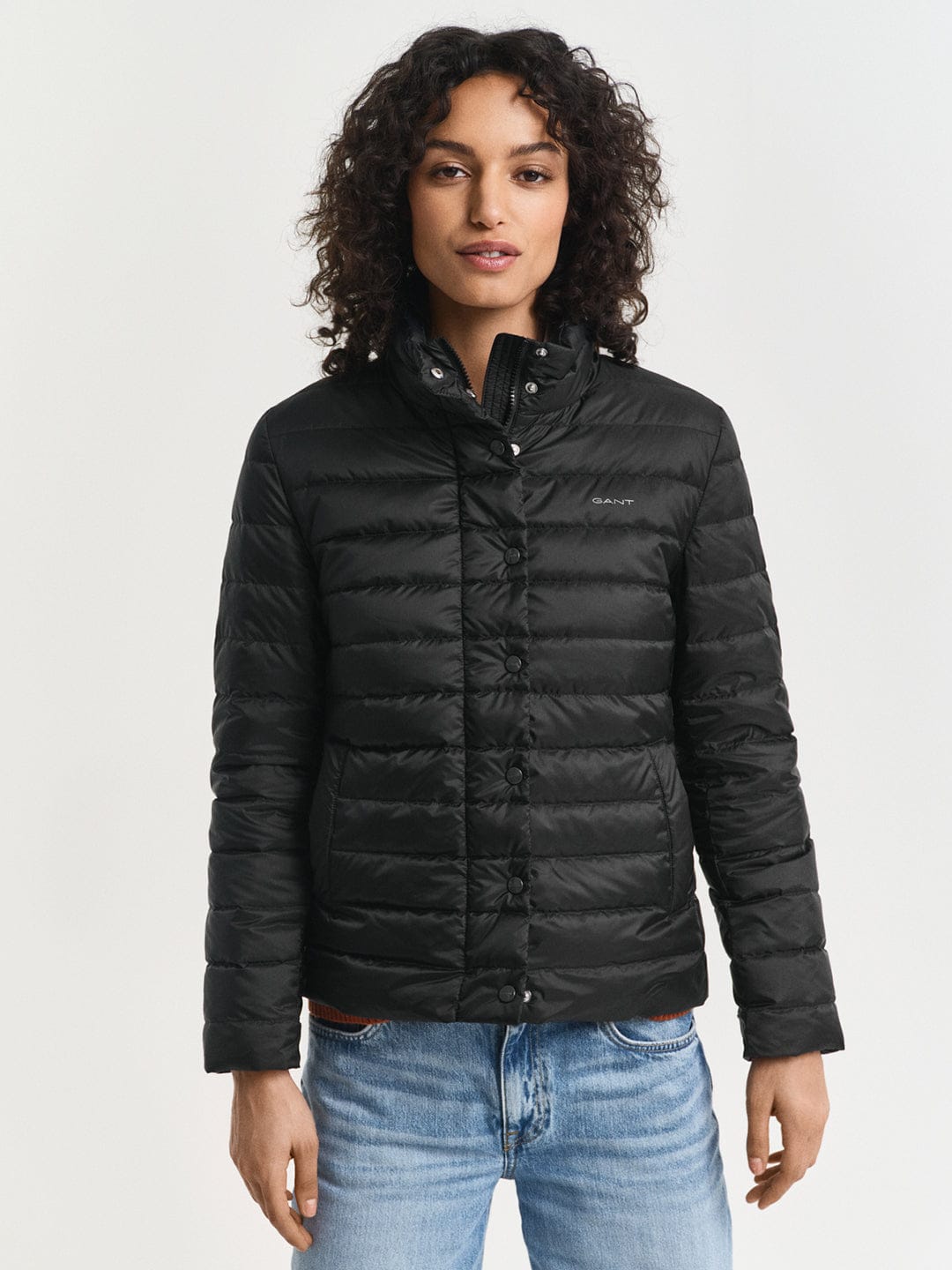 Gant Women Black Solid Stand Collar Jacket