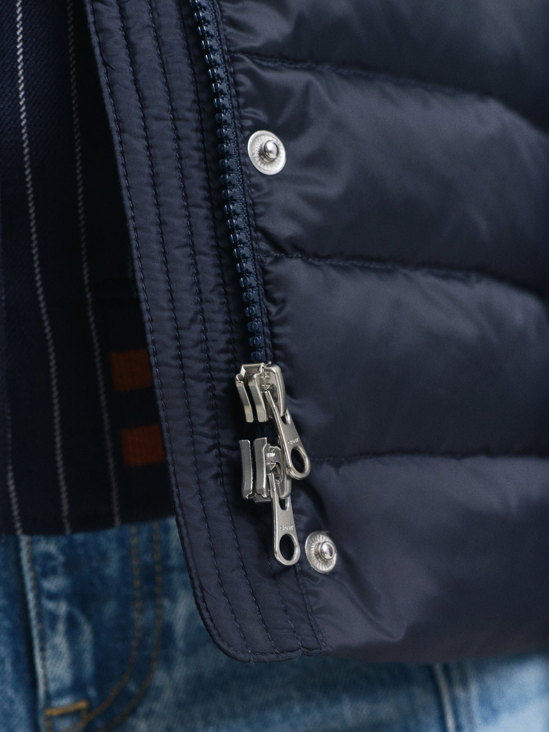 Gant Women Blue Solid Stand Collar Jacket