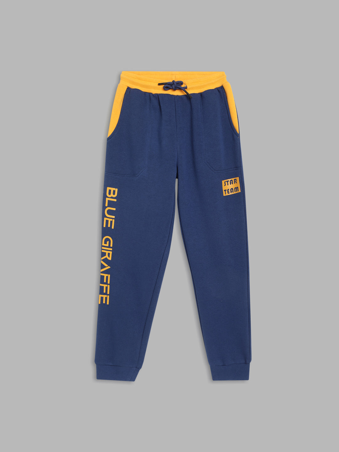 Blue Giraffe Boys Navy Blue Solid Regular Fit Sweatpant