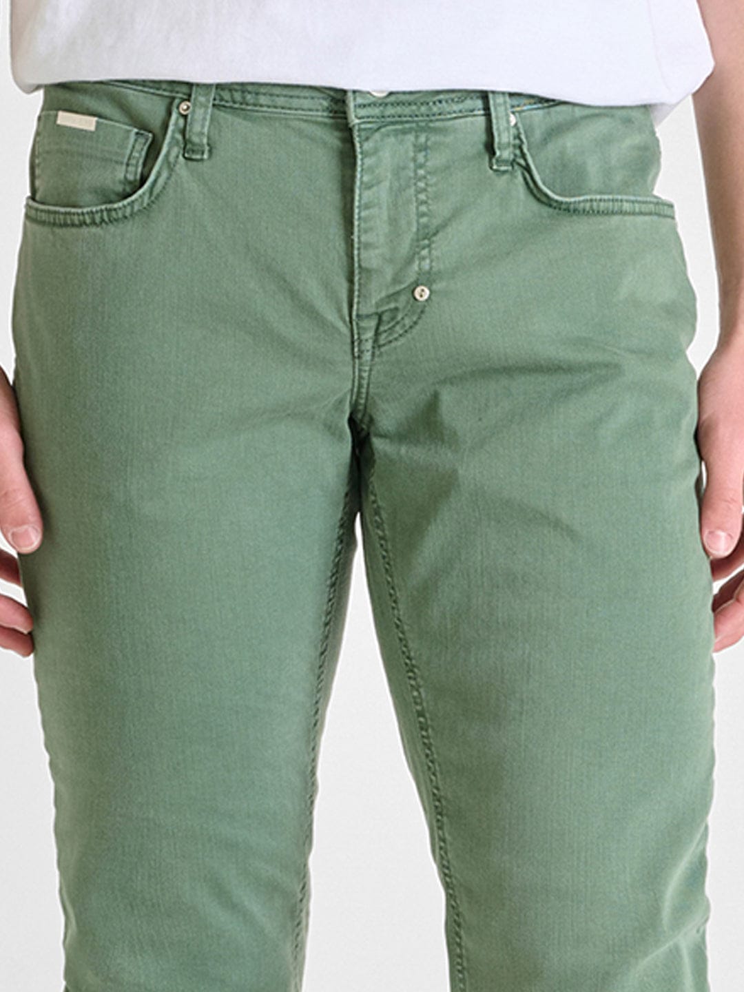 Antony Morato Men Green Tapered Fit Solid Jeans