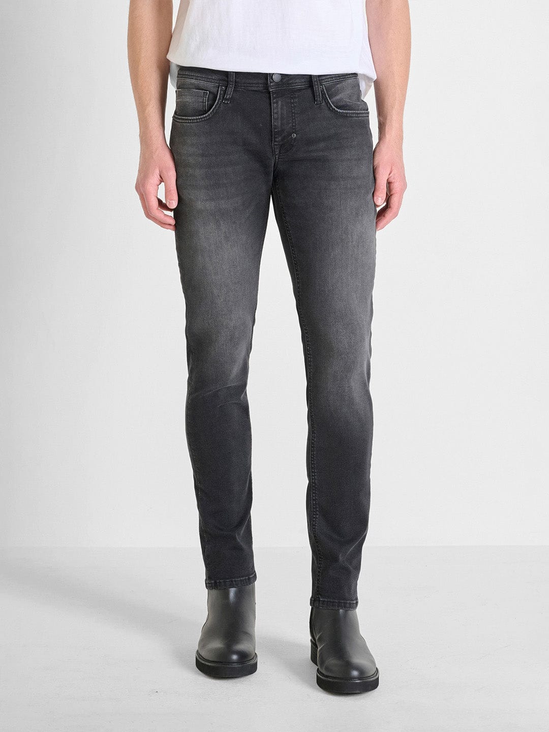 Antony Morato Men Black Tapered Fit Washed Jeans