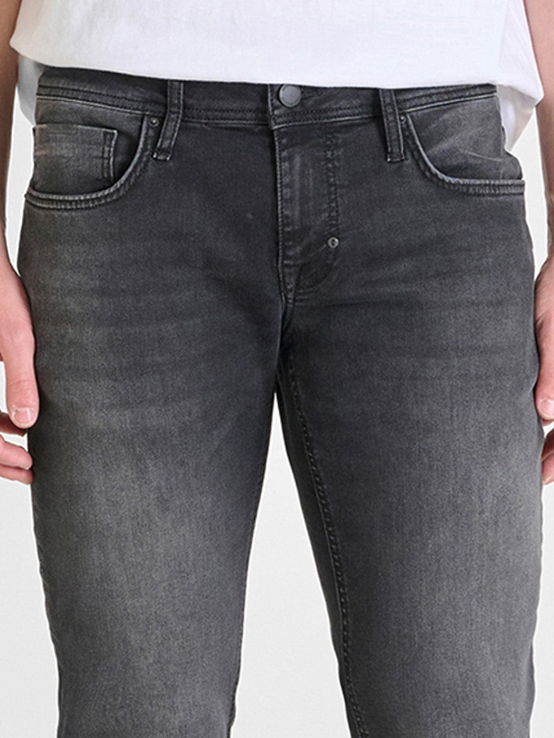 Antony Morato Men Black Tapered Fit Washed Jeans