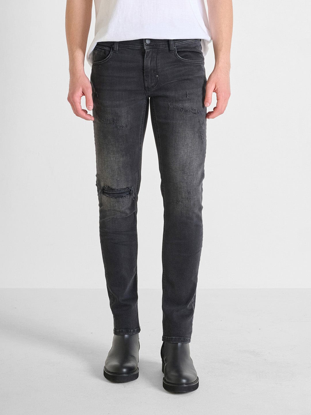 Antony Morato Men Black Super Skinny Fit Washed Jeans