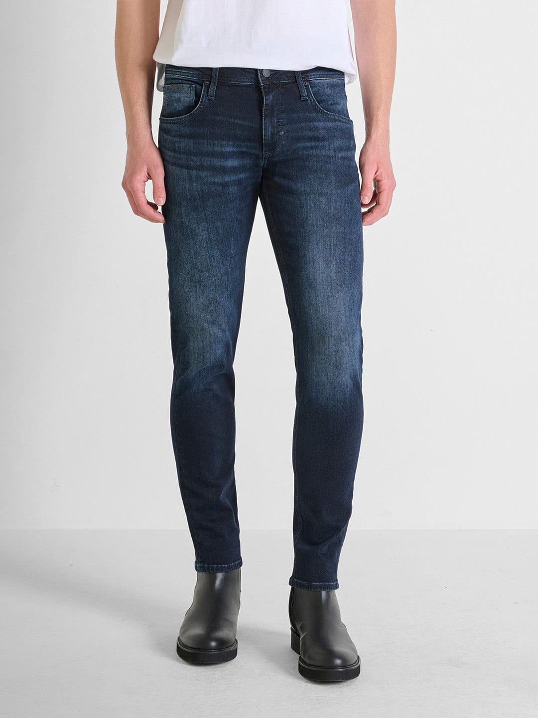Antony Morato Men Blue Comfort Tapered Fit Washed Jeans