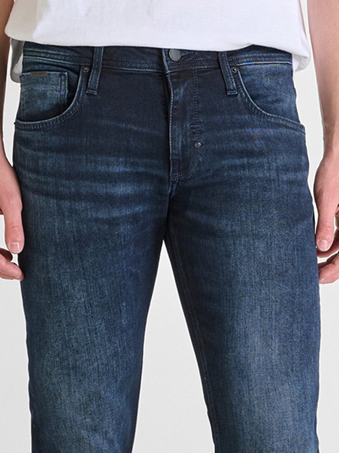 Antony Morato Men Blue Comfort Tapered Fit Washed Jeans