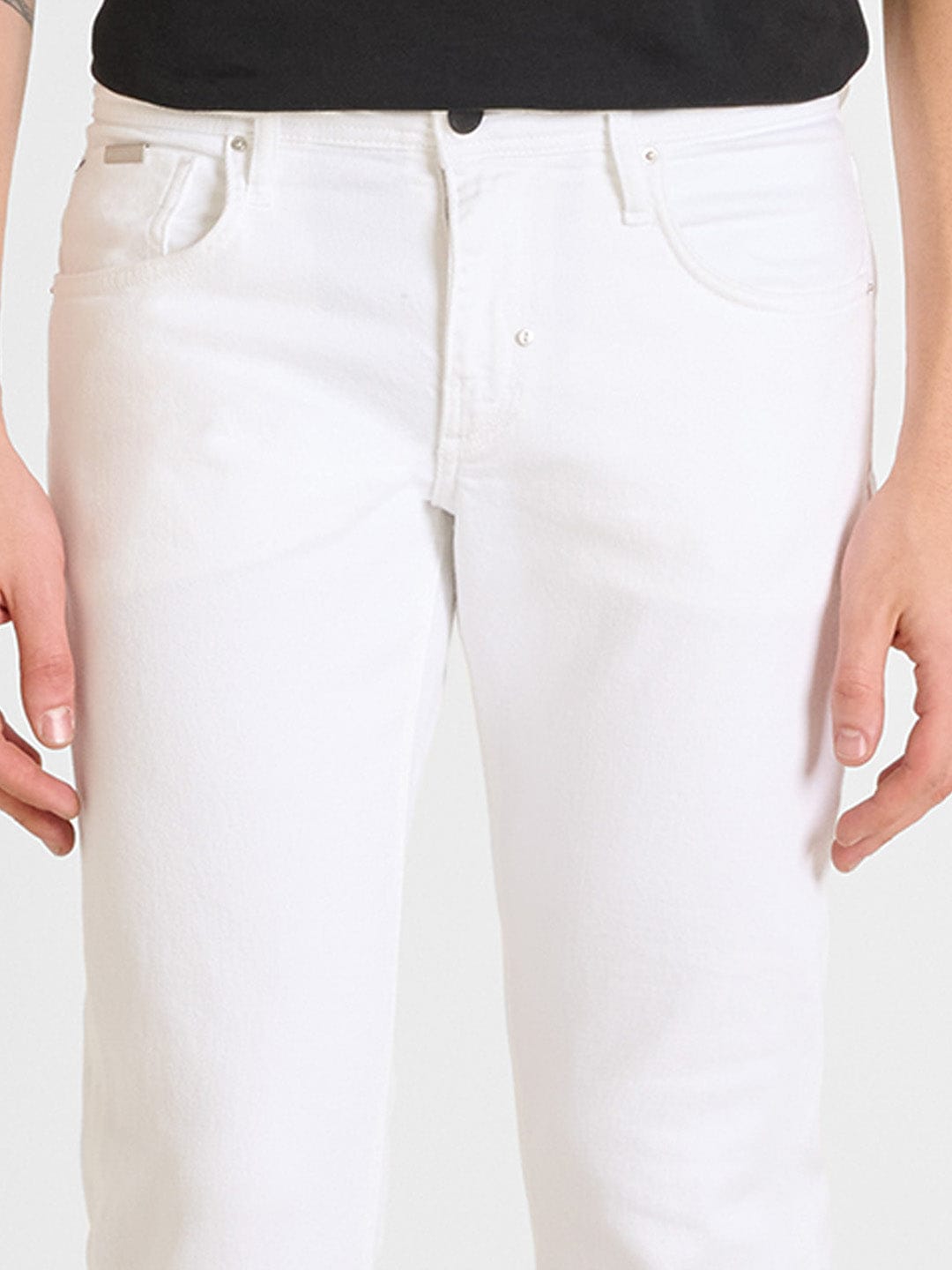 Antony Morato Men Cream Tapered Fit Solid Jeans