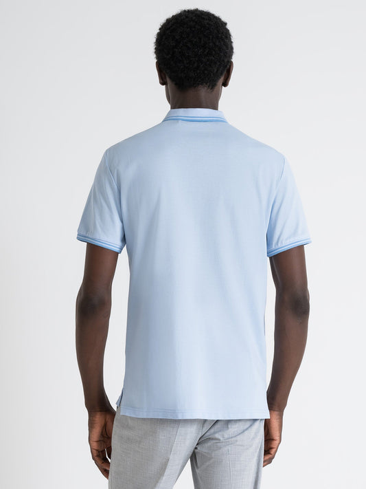 Antony Morato Men Blue Solid Polo Collar Short Sleeves T-Shirt
