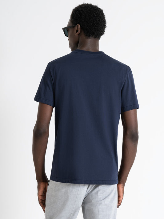 Antony Morato Men Blue Printed Round Neck Short Sleeves T-Shirt