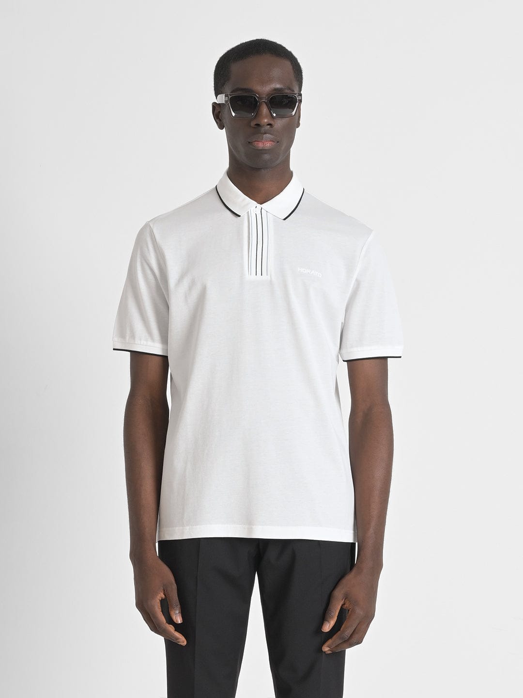 Antony Morato Men Cream Solid Polo Tshirt