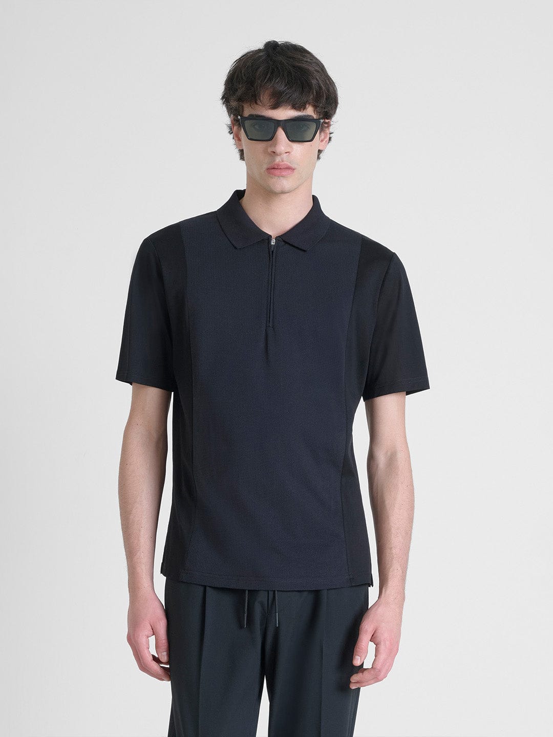 Antony Morato Men Black Solid Polo Tshirt