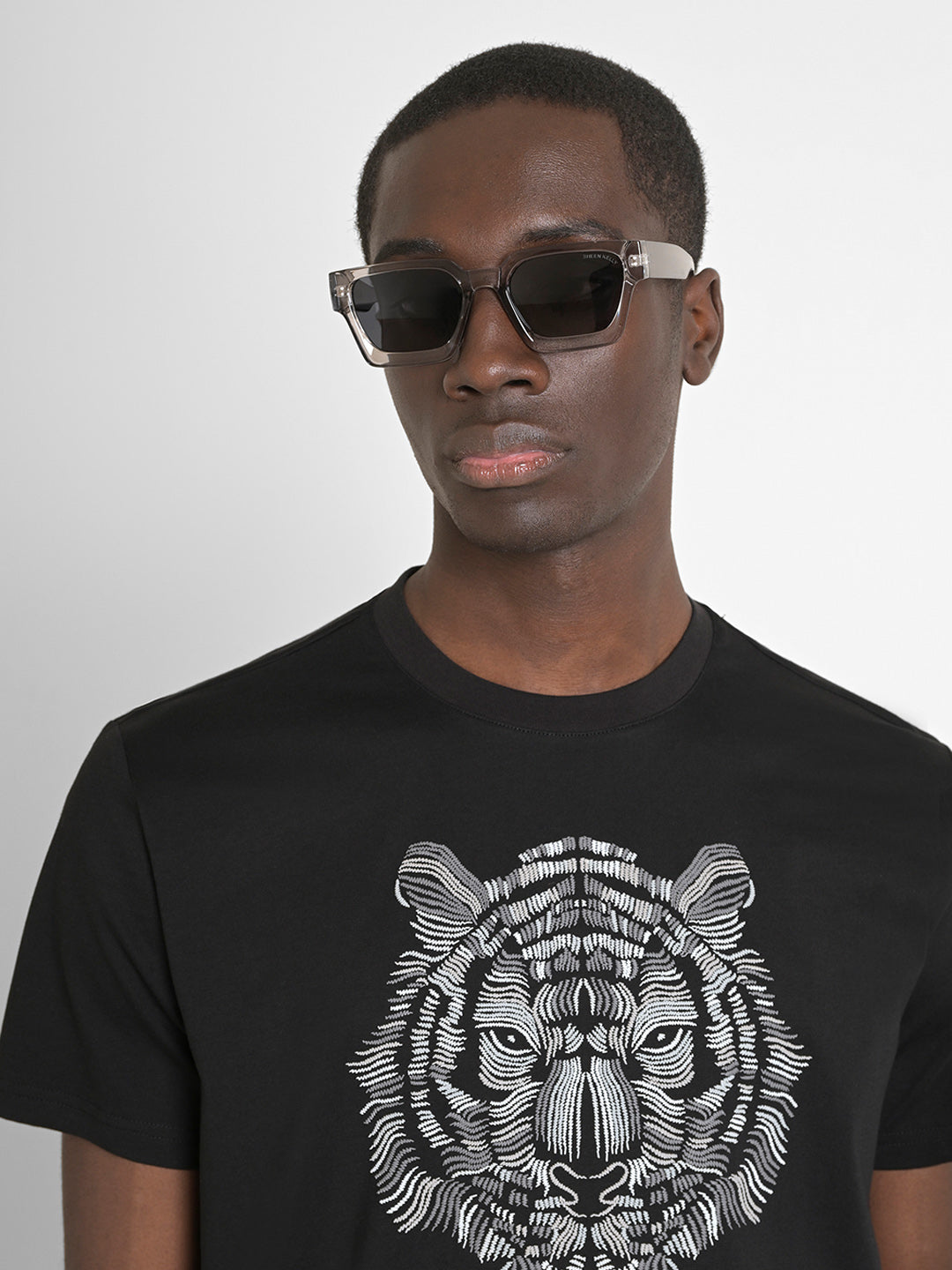 Antony Morato Men Black Placement Print Round Neck Tshirt