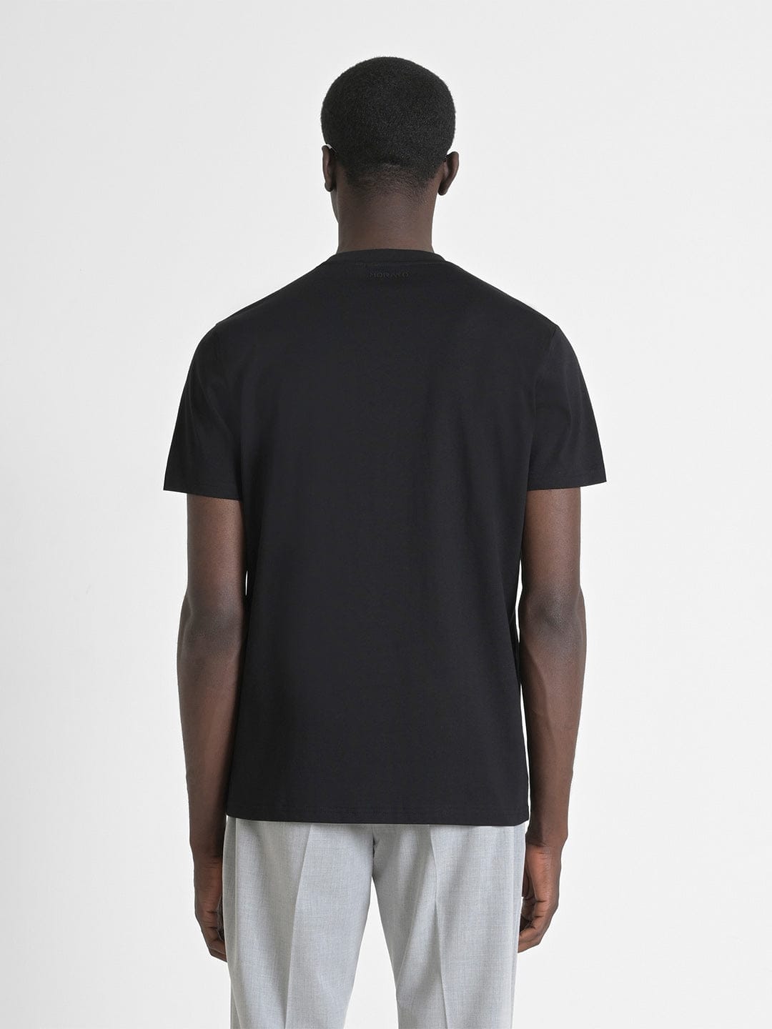 Antony Morato Men Black Placement Print Round Neck Tshirt