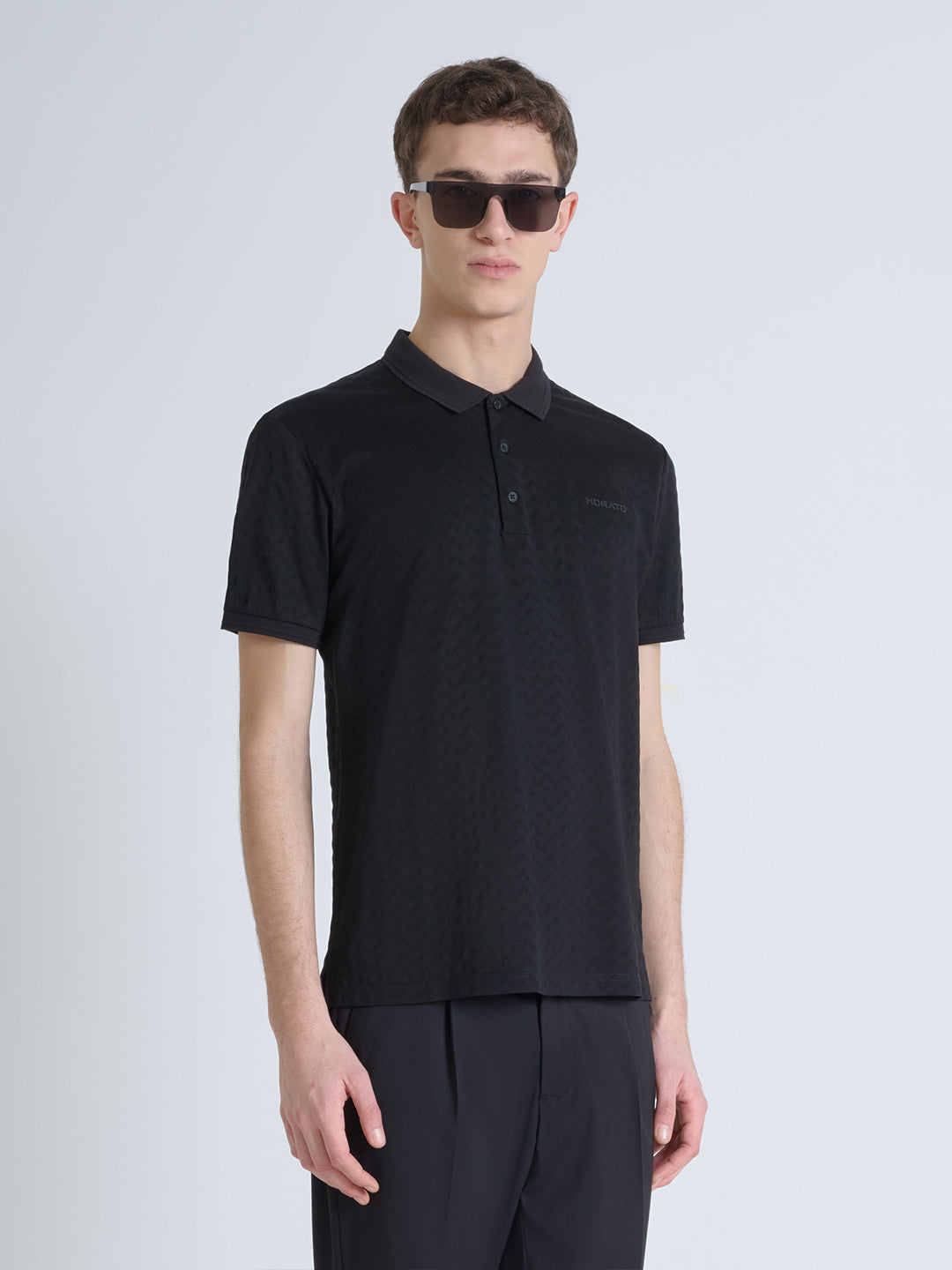 Antony Morato Men Black Solid Polo Tshirt