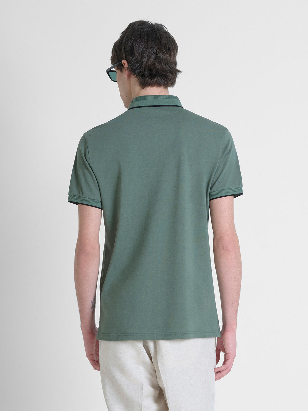 Antony Morato Men Green Solid Polo Tshirt