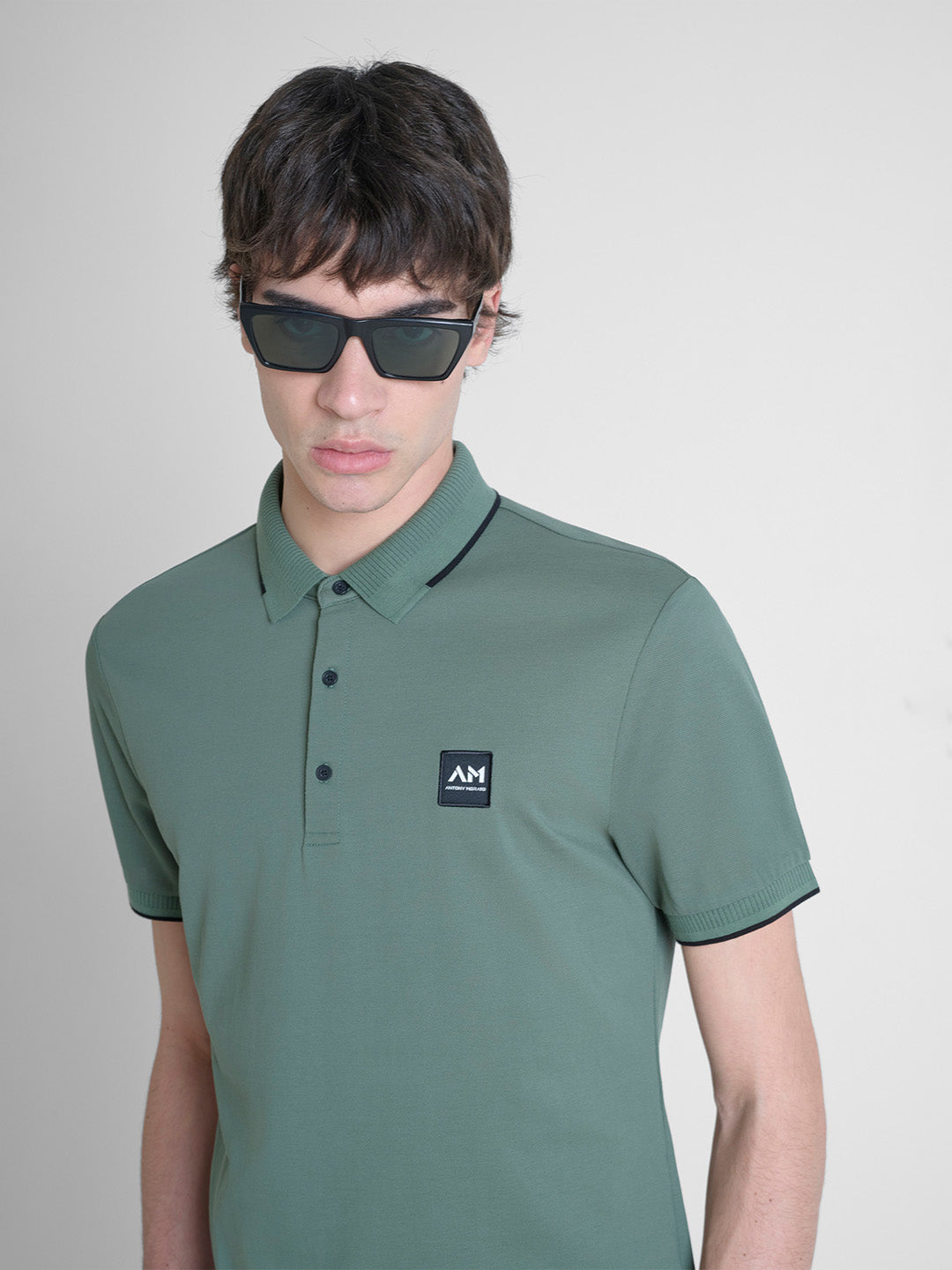 Antony Morato Men Green Solid Polo Tshirt