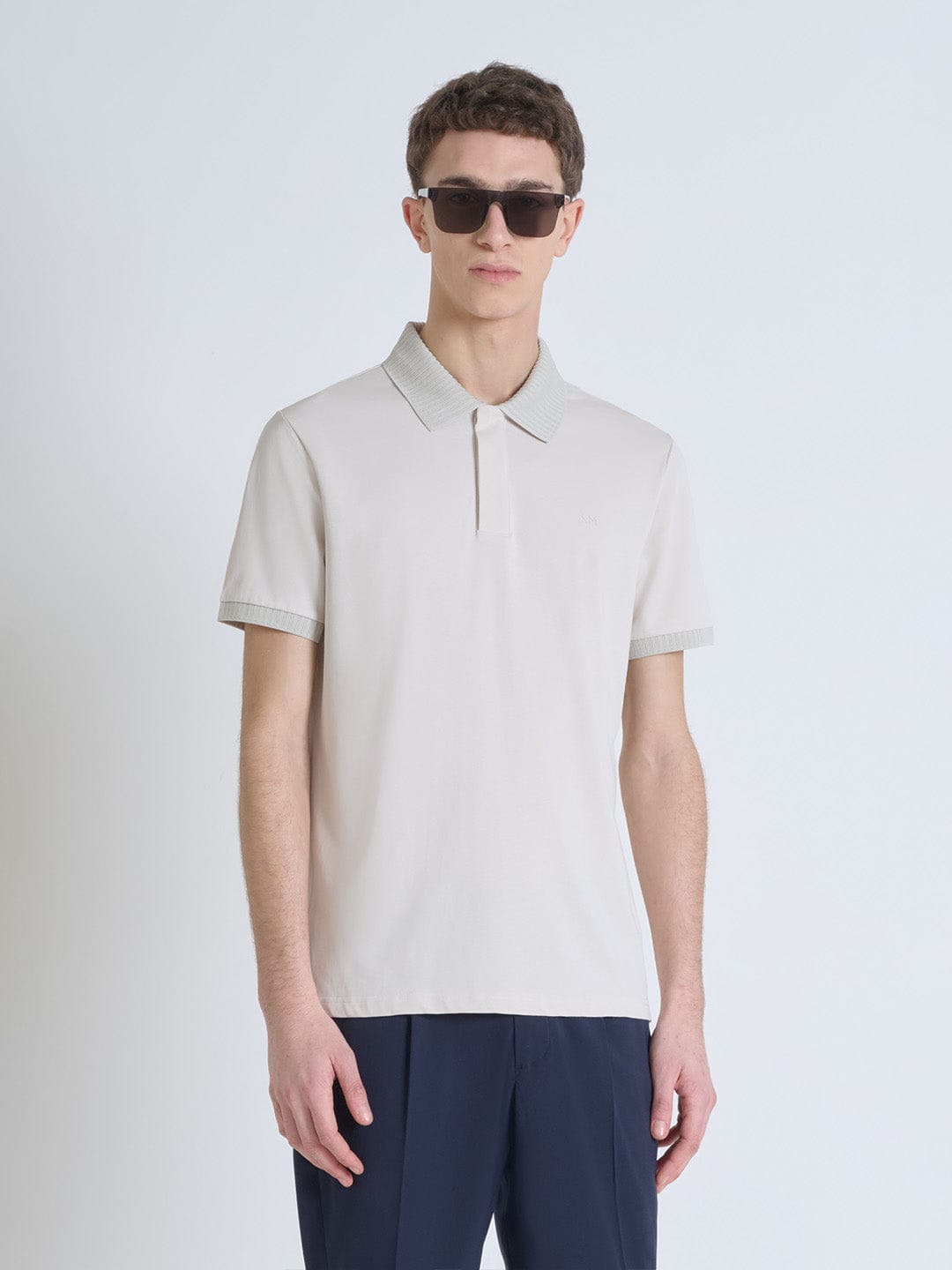 Antony Morato Men Beige Solid Polo Tshirt