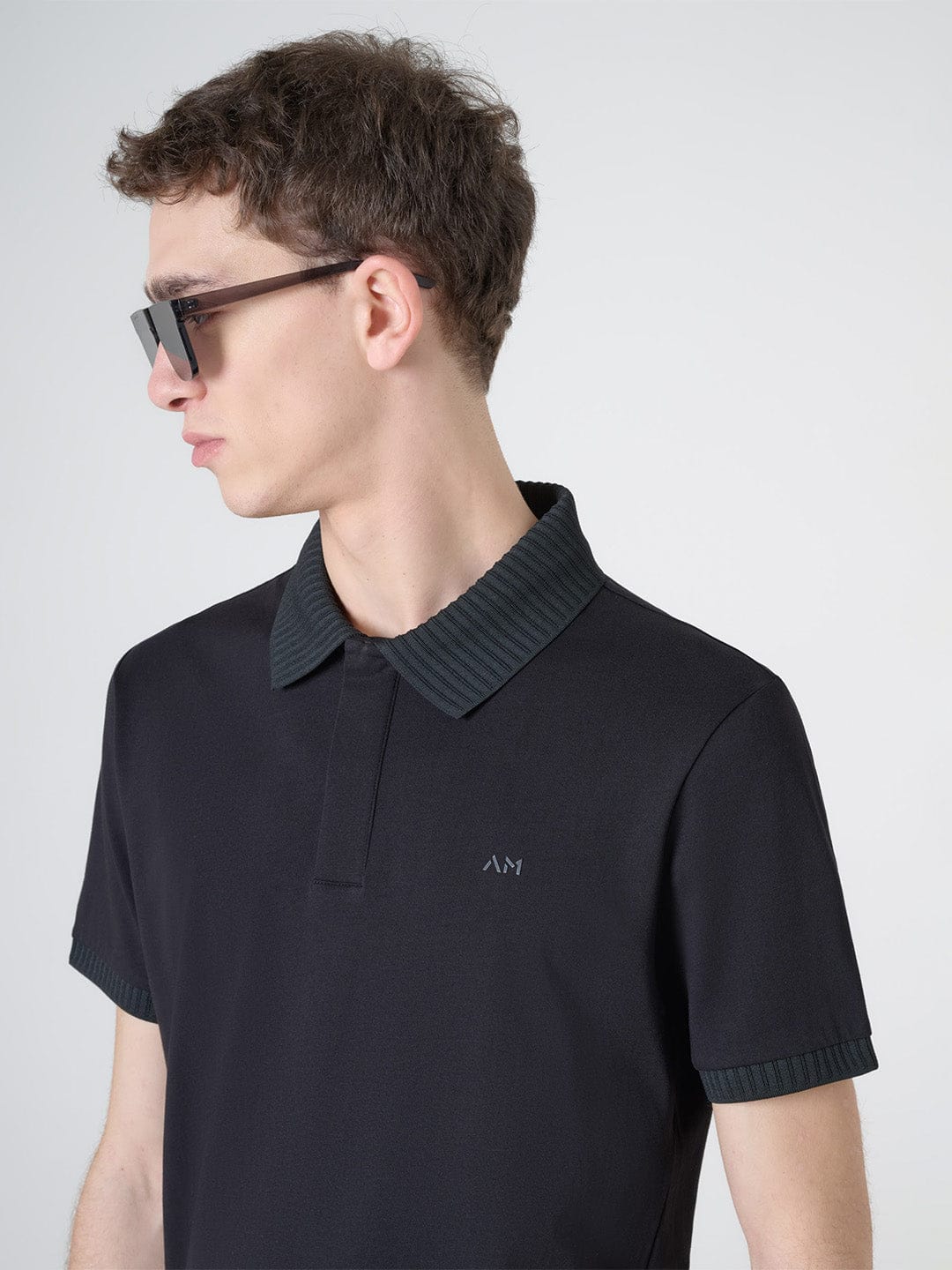 Antony Morato Men Black Solid Polo Tshirt